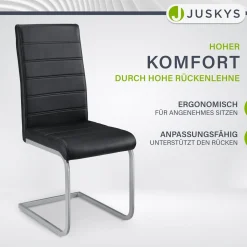 Freischwinger Stuhl Vegas mit Kunstleder Moderner Esszimmerstuhl mit Metall-Gestell & Kunstleder im Set