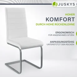 Freischwinger Stuhl Vegas mit Kunstleder Moderner Esszimmerstuhl mit Metall-Gestell & Kunstleder im Set