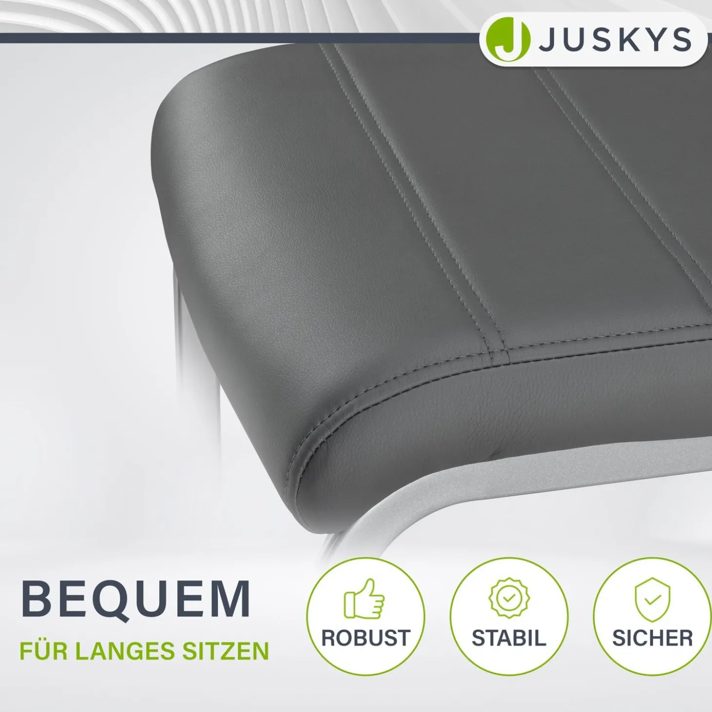 Freischwinger Stuhl Vegas mit Kunstleder Moderner Esszimmerstuhl mit Metall-Gestell & Kunstleder im Set