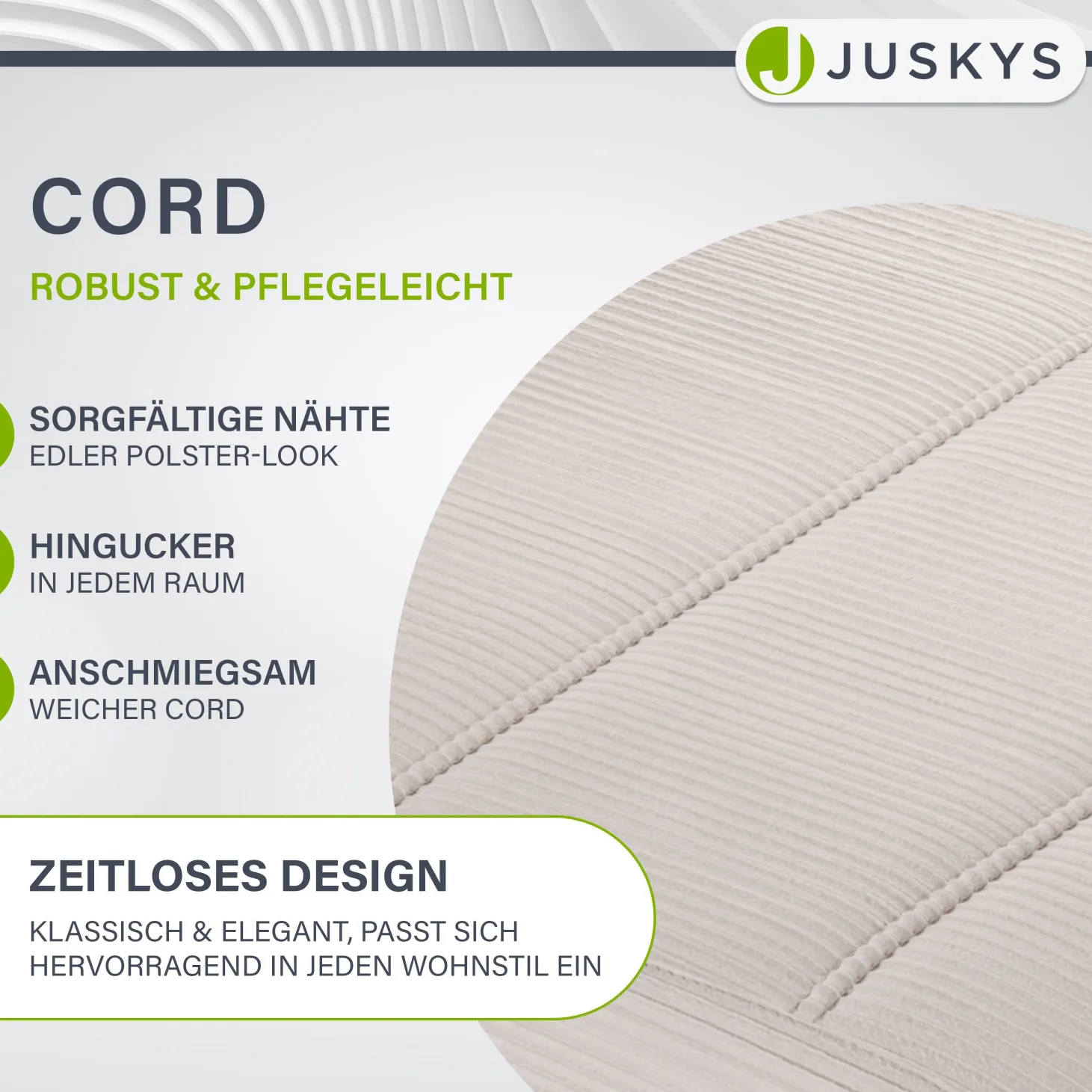 Freischwinger Stuhl Vegas mit Cord Moderner Esszimmerstuhl mit Metall-Gestell im Set