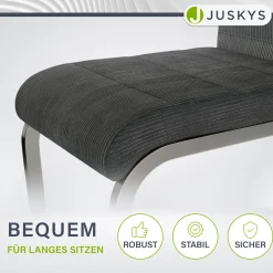 Freischwinger Stuhl Vegas mit Cord Moderner Esszimmerstuhl mit Metall-Gestell im Set