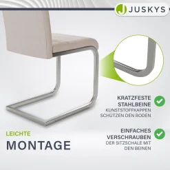 Freischwinger Stuhl Vegas mit Cord Moderner Esszimmerstuhl mit Metall-Gestell im Set