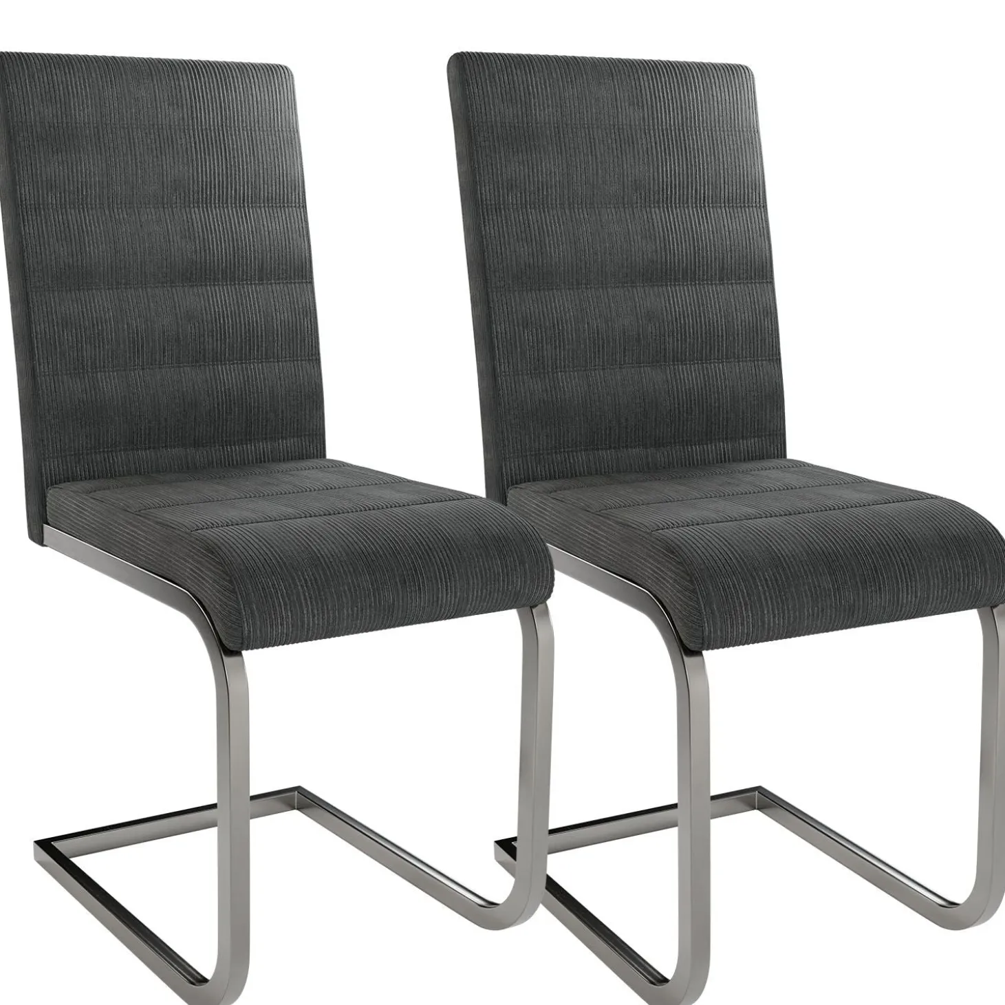 Freischwinger Stuhl Vegas mit Cord Moderner Esszimmerstuhl mit Metall-Gestell im Set