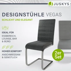 Freischwinger Stuhl Vegas mit Cord Moderner Esszimmerstuhl mit Metall-Gestell im Set