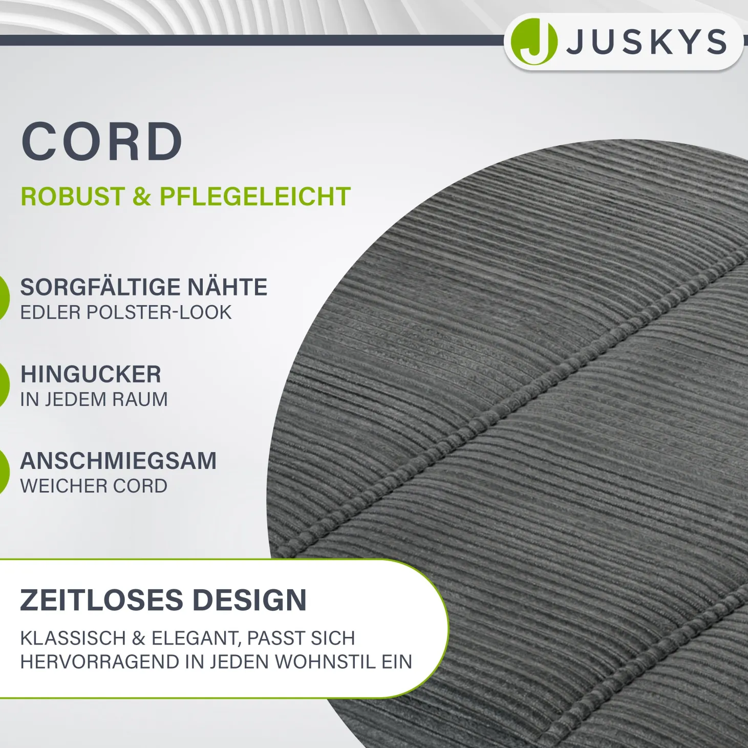 Freischwinger Stuhl Vegas mit Cord Moderner Esszimmerstuhl mit Metall-Gestell im Set