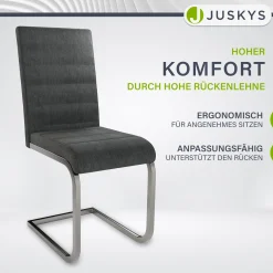 Freischwinger Stuhl Vegas mit Cord Moderner Esszimmerstuhl mit Metall-Gestell im Set