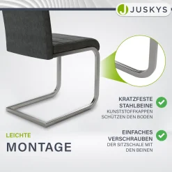 Freischwinger Stuhl Vegas mit Cord Moderner Esszimmerstuhl mit Metall-Gestell im Set