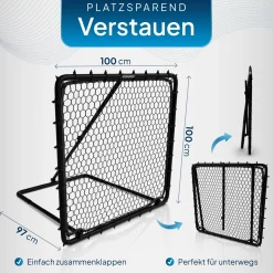 Fußball Rebounder 100 x 100 cm Power Pass Rebounder mit Klappfunktion für Pass- & Schusstraining