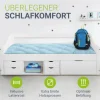 Funktionsbett Nalu Stilvolles Bett aus Holz mit Lattenrost & Stauraum - Weiß
