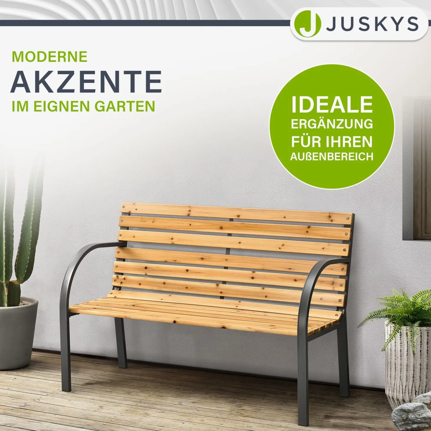 Gartenbank Modena 2 Sitzer Bank aus lackiertem Holz und Stahl