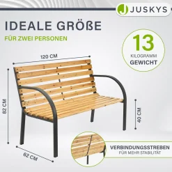 Gartenbank Modena 2 Sitzer Bank aus lackiertem Holz und Stahl