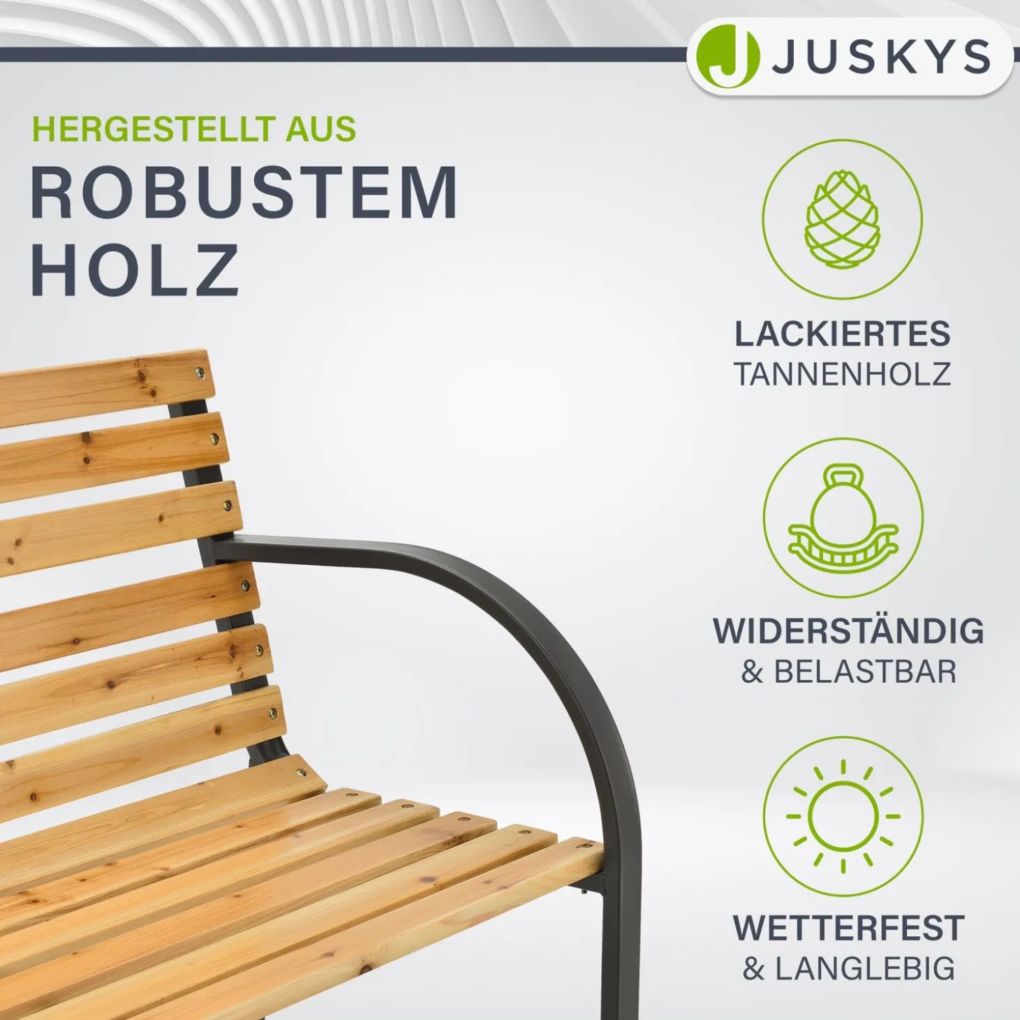 Gartenbank Modena 2 Sitzer Bank aus lackiertem Holz und Stahl