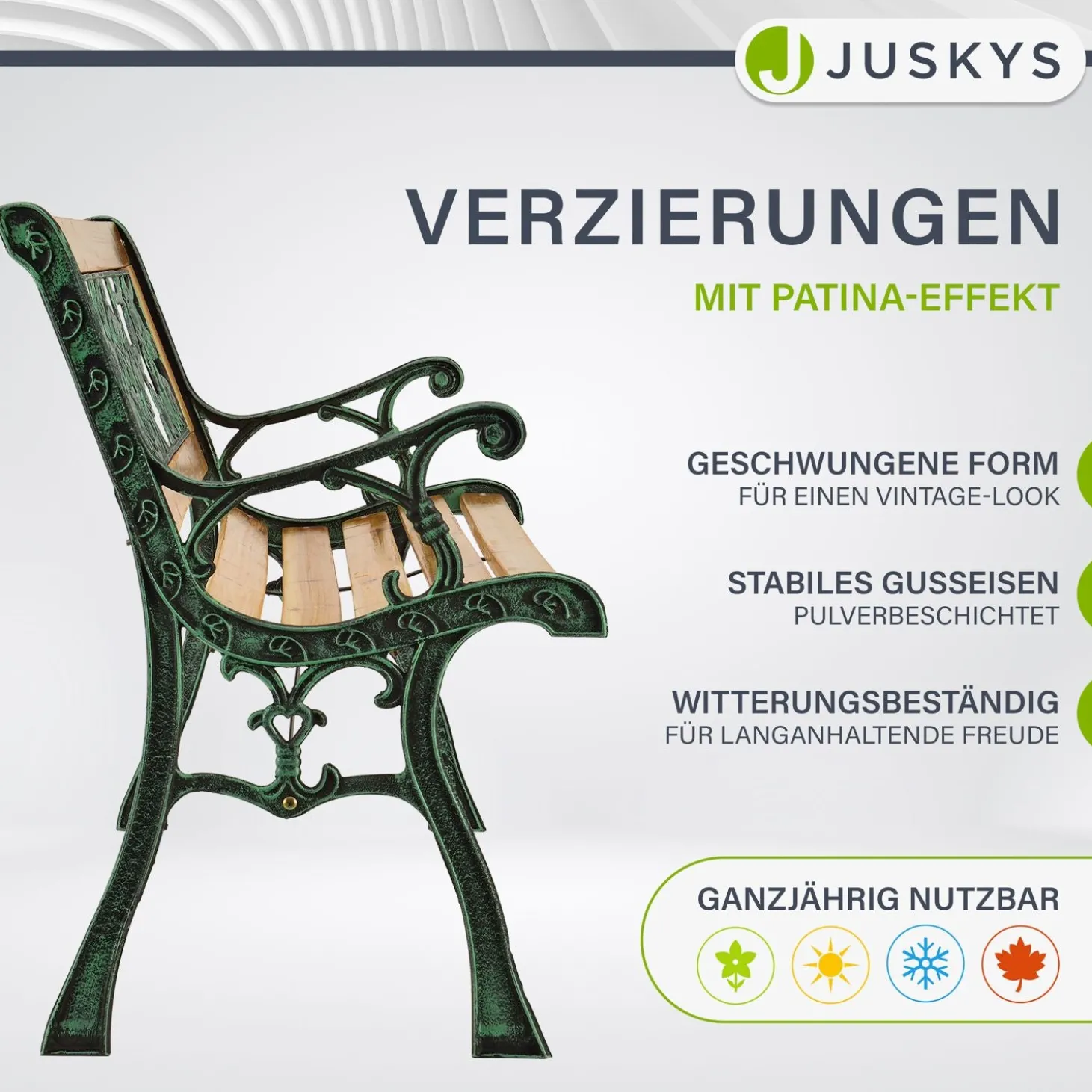 Gartenbank Venezia 2 Sitzer Bank aus lackiertem Holz aus Gusseisen