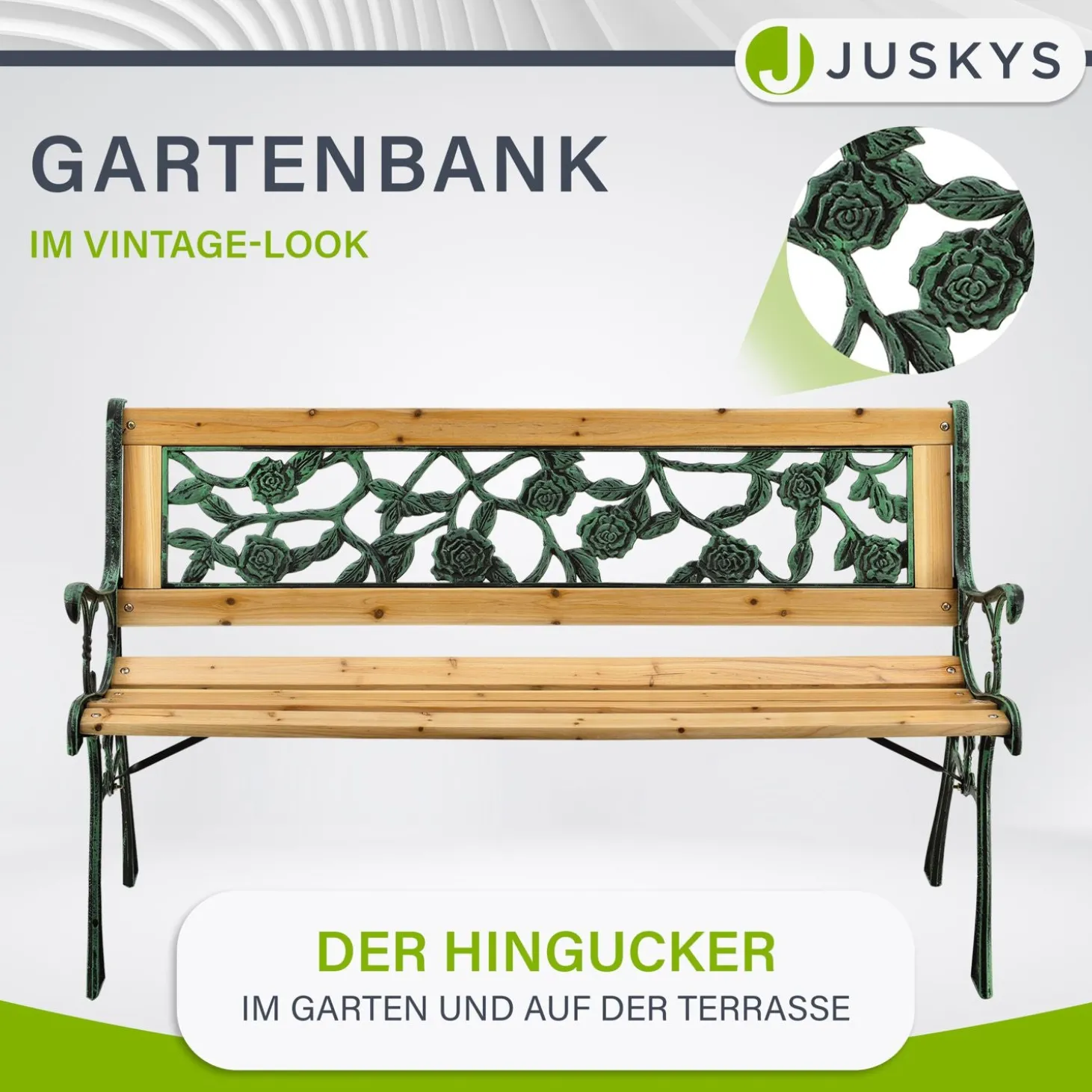 Gartenbank Venezia 2 Sitzer Bank aus lackiertem Holz aus Gusseisen