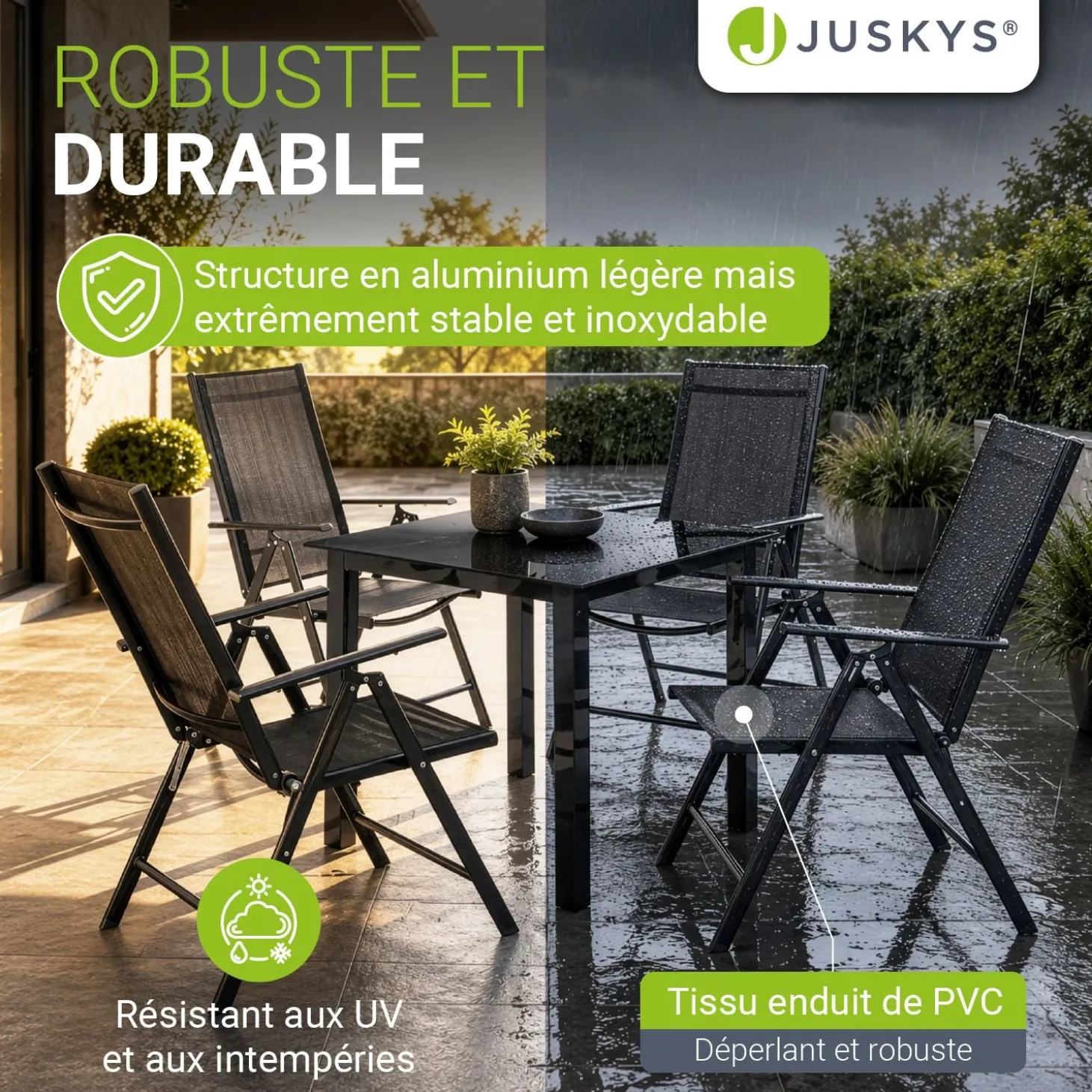 Gartengarnitur Milano Gartenset 7-teilig; Tischplatte aus Sicherheitsglas