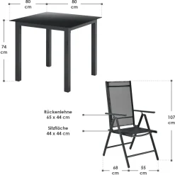 Gartengarnitur Milano Gartenset 7-teilig; Tischplatte aus Sicherheitsglas