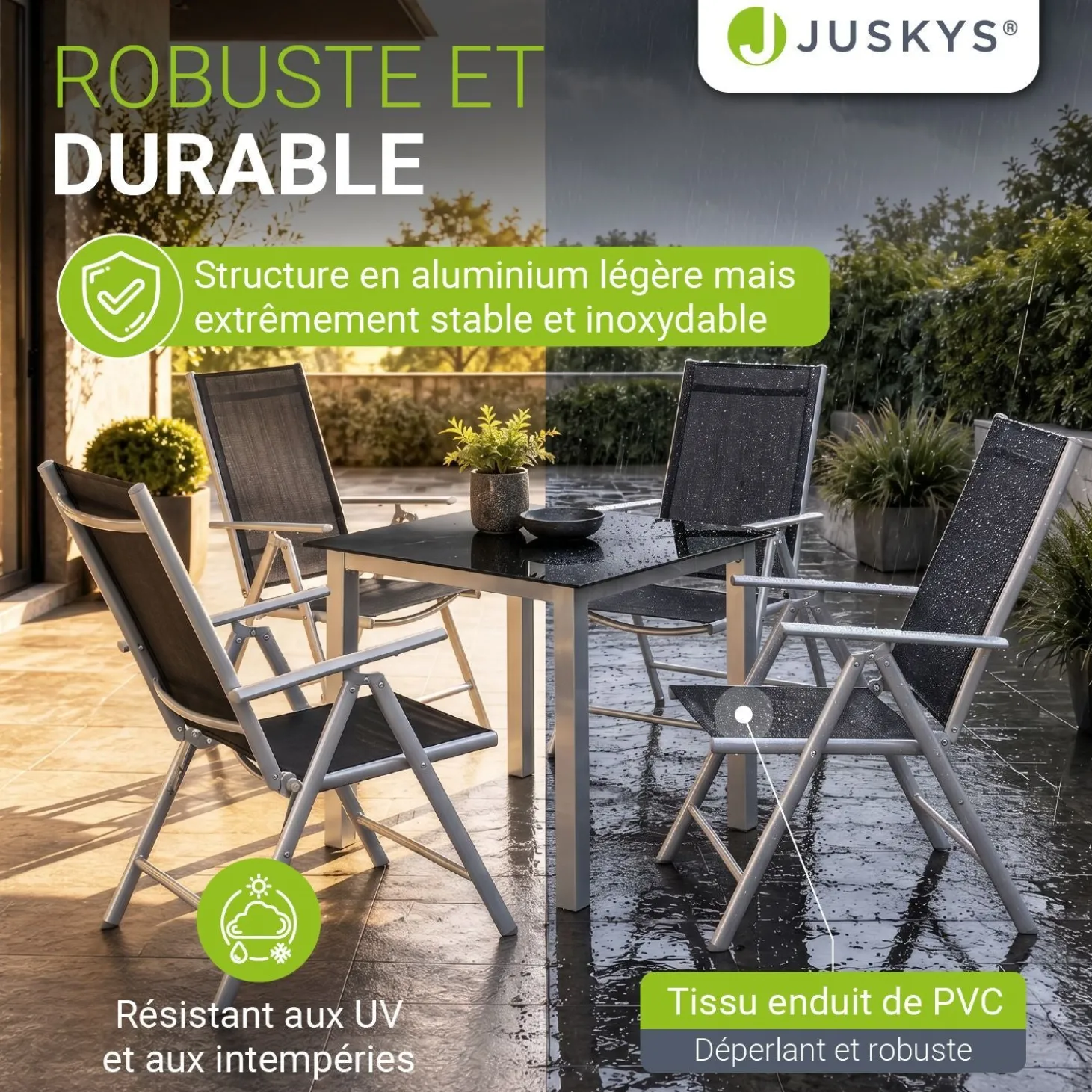 Gartengarnitur Milano Gartenset 7-teilig; Tischplatte aus Sicherheitsglas