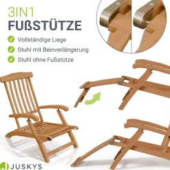 Gartenliege klappbar Evia Sonnenliege wetterfest aus geöltem Holz