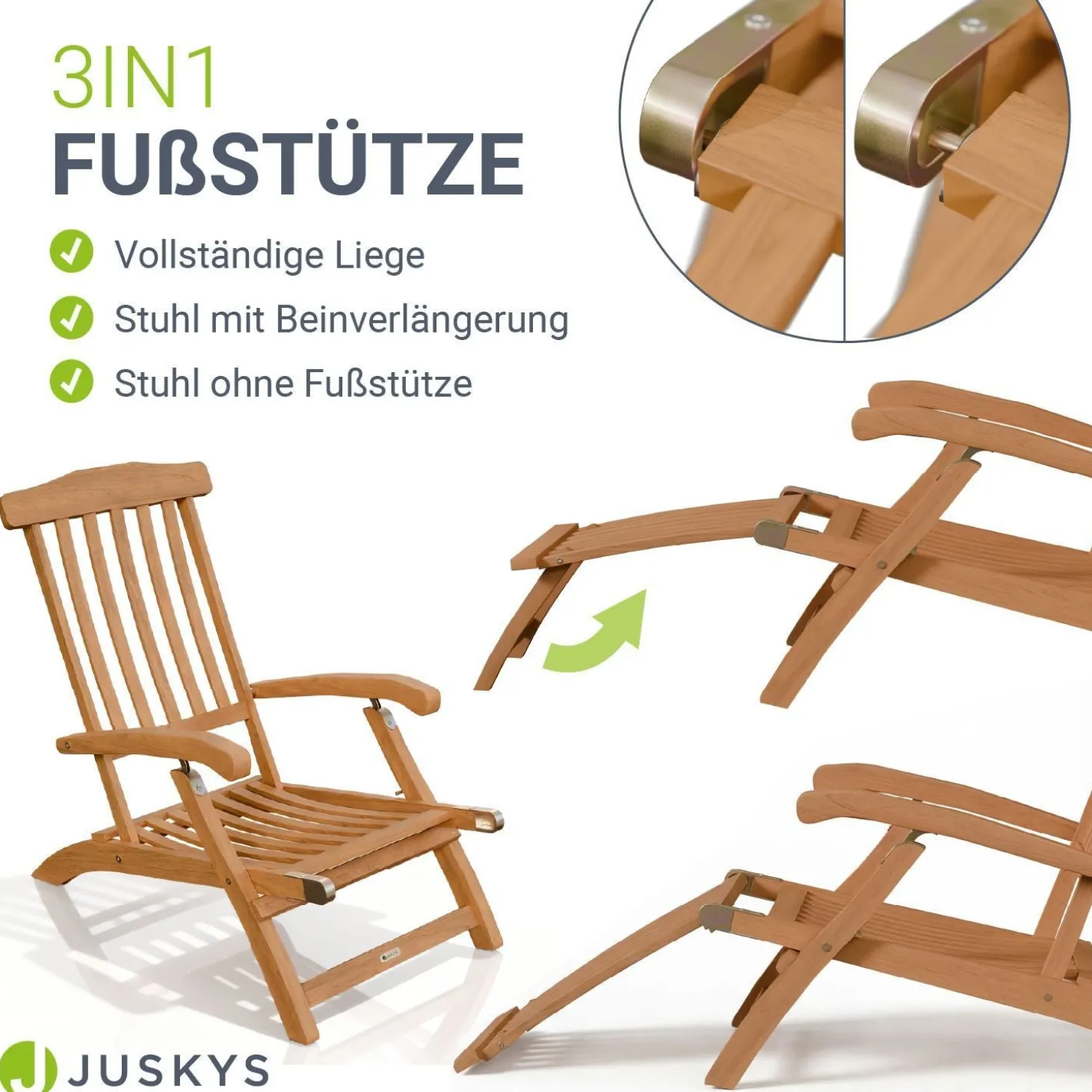 Gartenliege klappbar Evia Sonnenliege wetterfest aus geöltem Holz