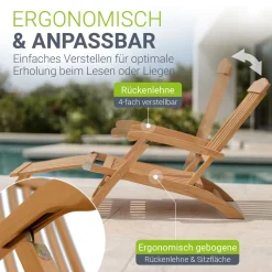 Gartenliege klappbar Evia Sonnenliege wetterfest aus geöltem Holz