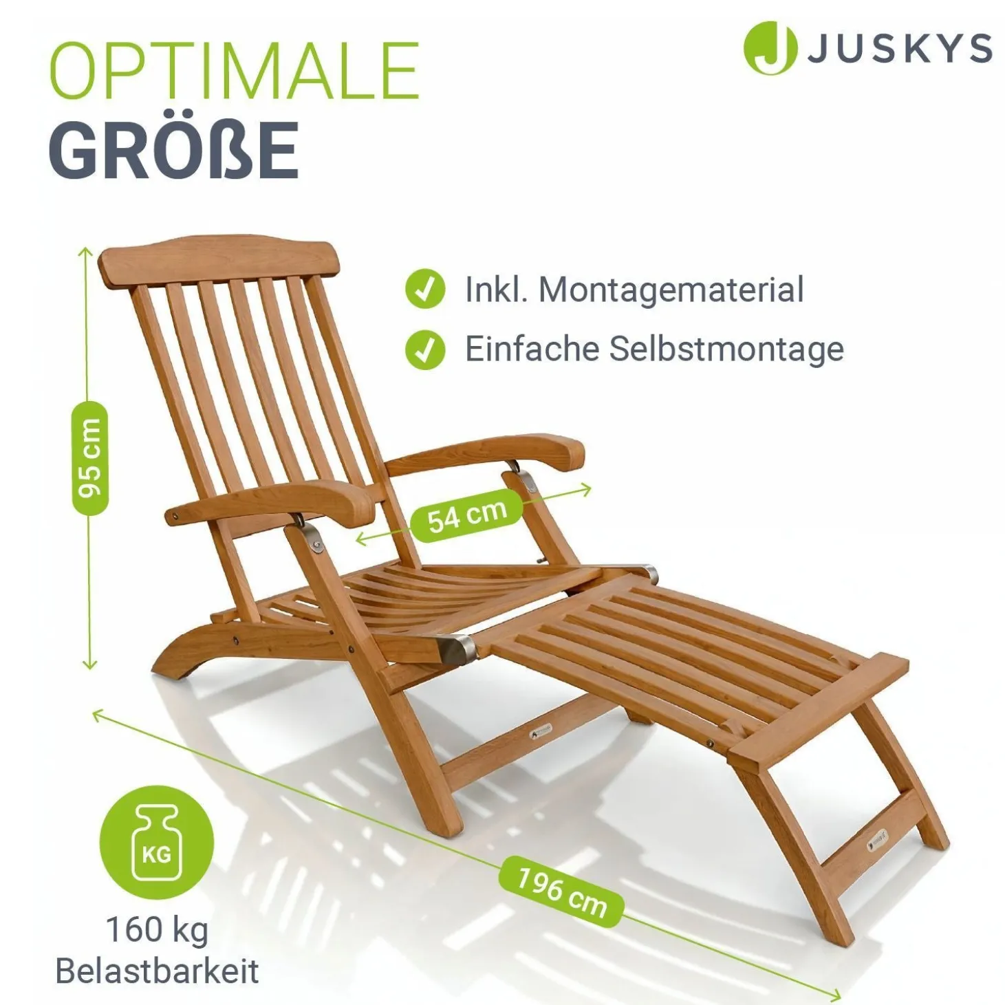Gartenliege klappbar Evia Sonnenliege wetterfest aus geöltem Holz