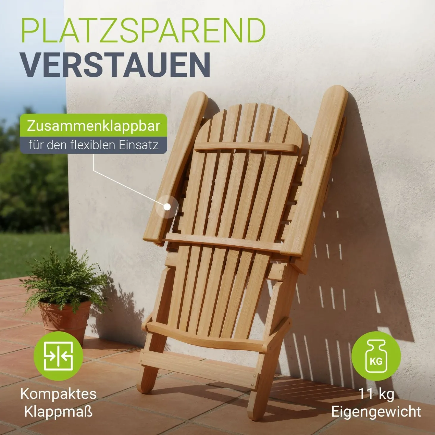 Gartenliegestuhl klappbar Korfu Wetterfester Liegestuhl aus Akazienholz