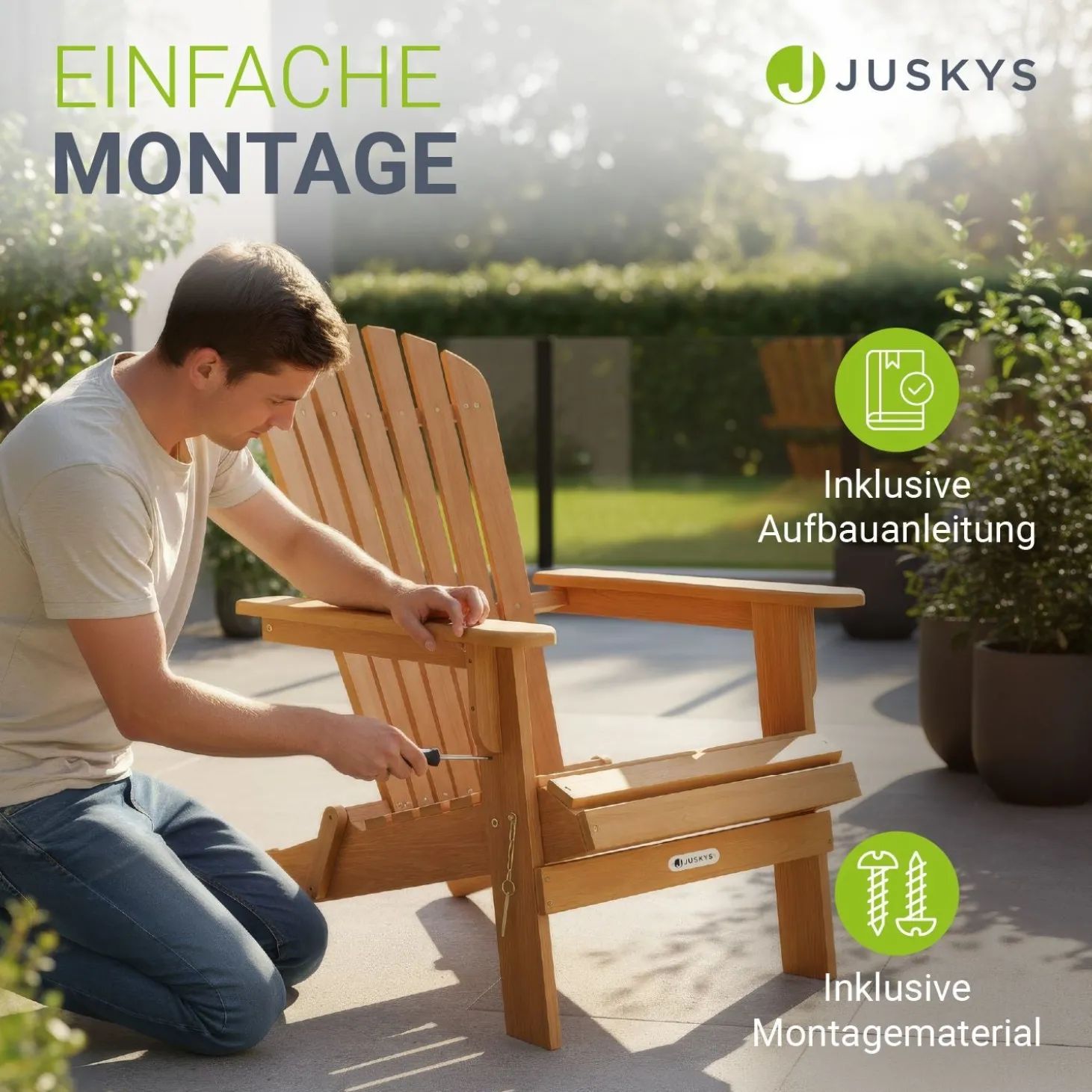 Gartenliegestuhl klappbar Korfu Wetterfester Liegestuhl aus Akazienholz