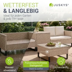 Gartenlounge für 4 Personen Santorini Modulare Polsterlounge aus Polyrattan inkl. Kissenbox