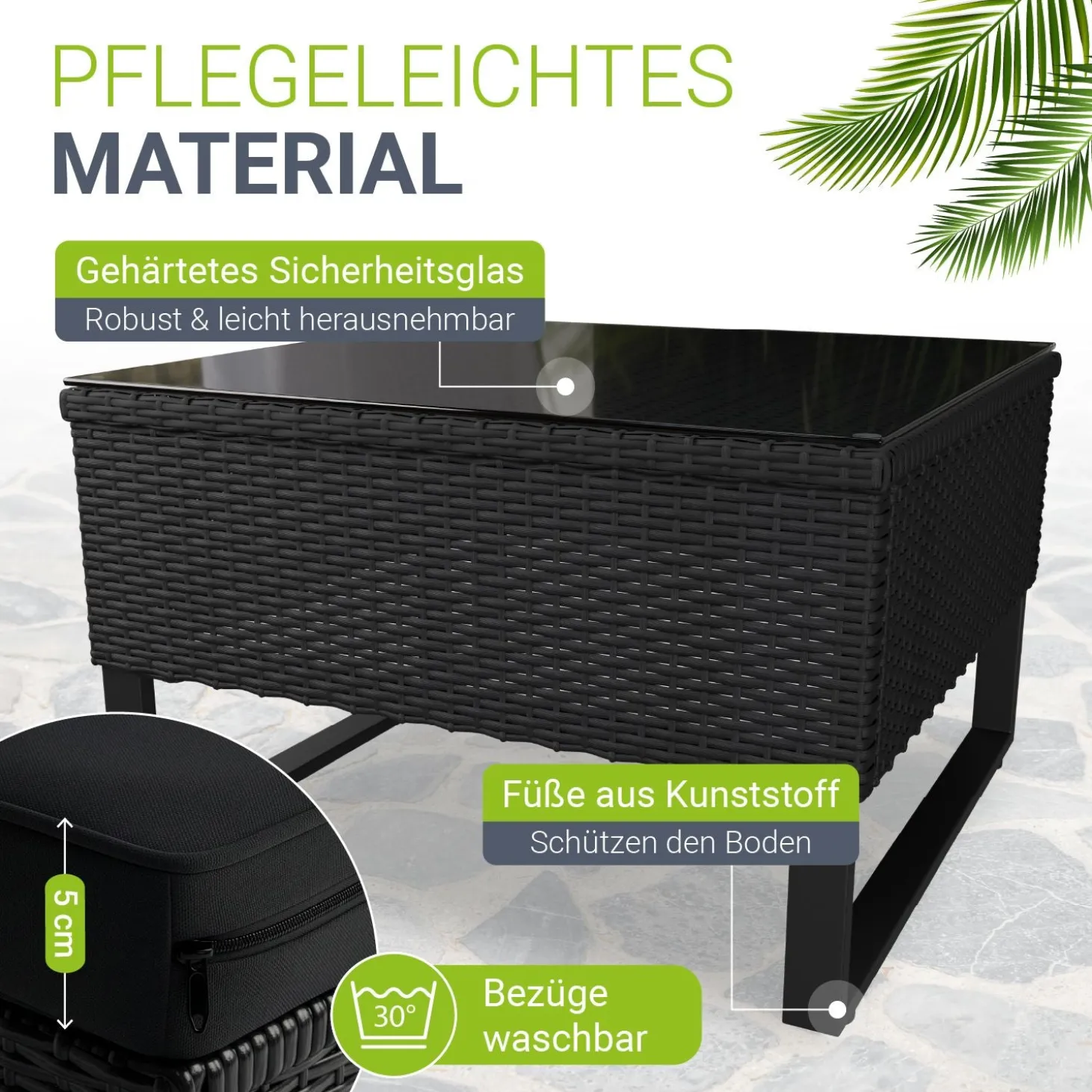 Gartenlounge für 4 Personen Santorini Modulare Polsterlounge aus Polyrattan inkl. Kissenbox