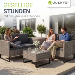 Gartenlounge für 4 Personen Santorini Modulare Polsterlounge aus Polyrattan inkl. Kissenbox