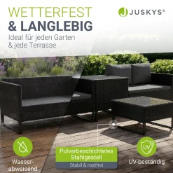 Gartenlounge für 4 Personen Santorini Modulare Polsterlounge aus Polyrattan inkl. Kissenbox