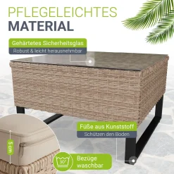 Gartenlounge für 4 Personen Santorini Modulare Polsterlounge aus Polyrattan inkl. Kissenbox