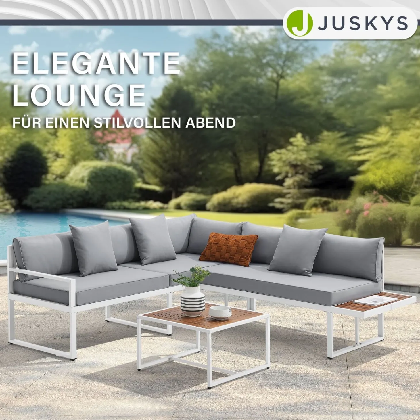 Gartenmöbel Lounge St. Tropez Gartenlounge für 4 Personen mit Tisch & 2 Sitzbänken