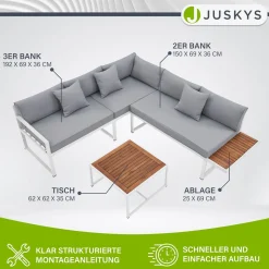 Gartenmöbel Lounge St. Tropez Gartenlounge für 4 Personen mit Tisch & 2 Sitzbänken