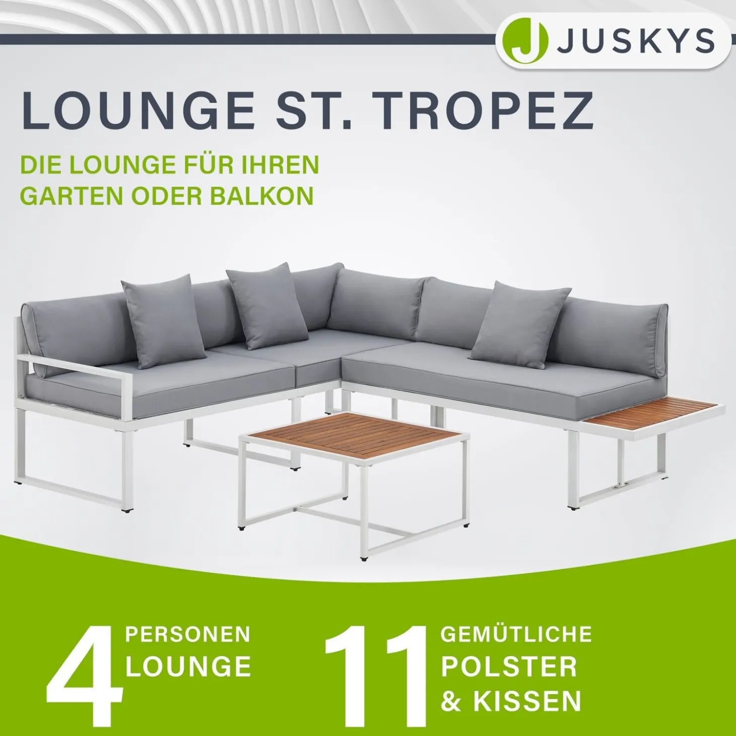 Gartenmöbel Lounge St. Tropez Gartenlounge für 4 Personen mit Tisch & 2 Sitzbänken