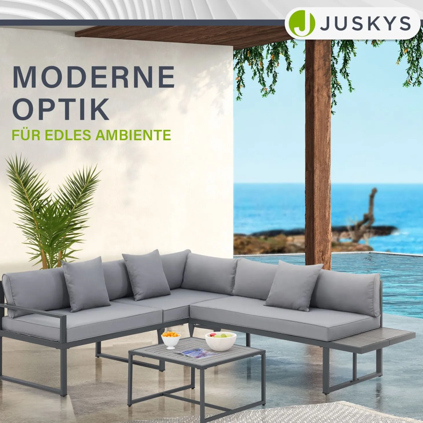 Gartenmöbel Lounge St. Tropez Gartenlounge für 4 Personen mit Tisch & 2 Sitzbänken