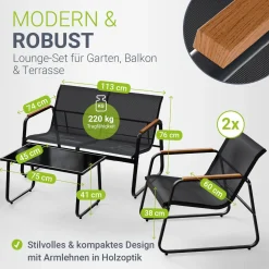 Gartenmöbelset Genua 4-teilig Sitzgruppe Garten wetterfest mit Tisch & Bank