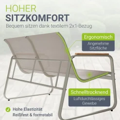 Gartenmöbelset Genua 4-teilig Sitzgruppe Garten wetterfest mit Tisch & Bank