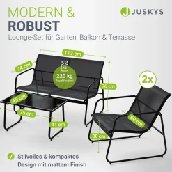 Gartenmöbelset Genua 4-teilig Sitzgruppe Garten wetterfest mit Tisch & Bank