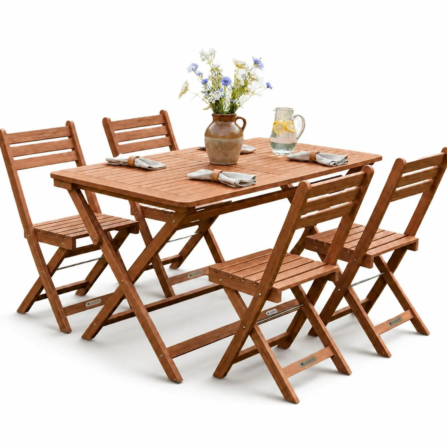 Gartenmöbel-Set Rimini aus Akazienholz Gartengarnitur 5-teilig mit Tisch und 4 Stühlen