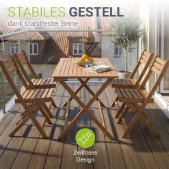 Gartenmöbel-Set Rimini aus Akazienholz Gartengarnitur 5-teilig mit Tisch und 4 Stühlen