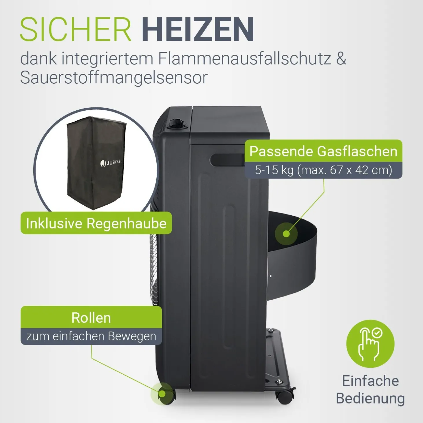 Gasheizer für Innenräume 3-Wärme-Stufen Heizstrahler mit bis zu 4200 Watt für Terrasse & Outdoor