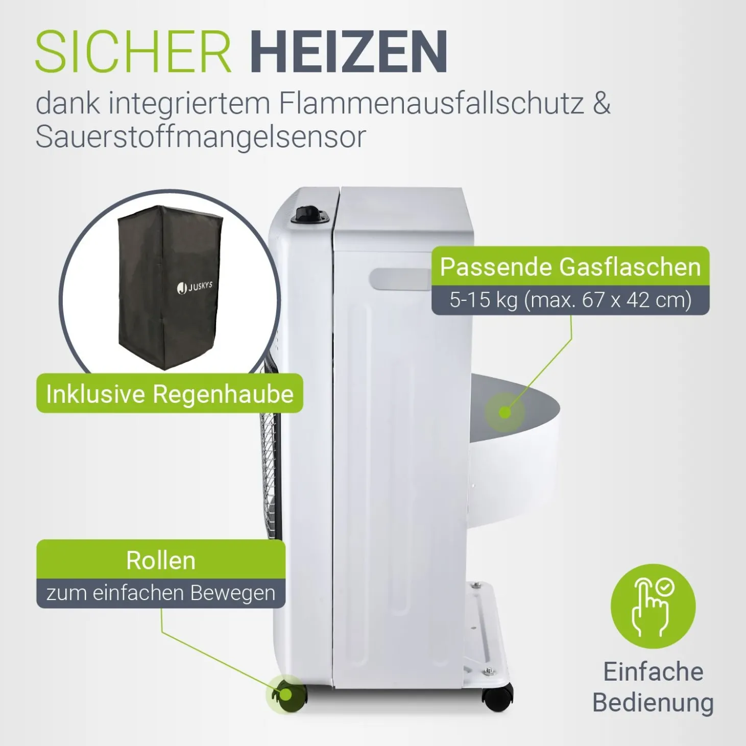 Gasheizer für Innenräume 3-Wärme-Stufen Heizstrahler mit bis zu 4200 Watt für Terrasse & Outdoor