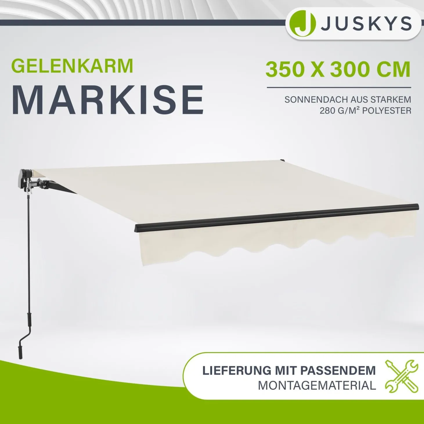 Gelenkarmmarkise mit Kurbel Markise für Terrasse & Balkon - inklusive Halterung