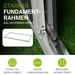 Gerätehaus Metall Geräteschuppen aus Metall mit Fundamentrahmen