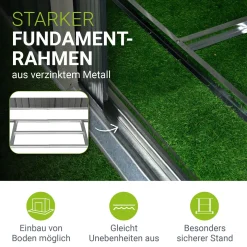 Gerätehaus Metall Geräteschuppen aus Metall mit Fundamentrahmen