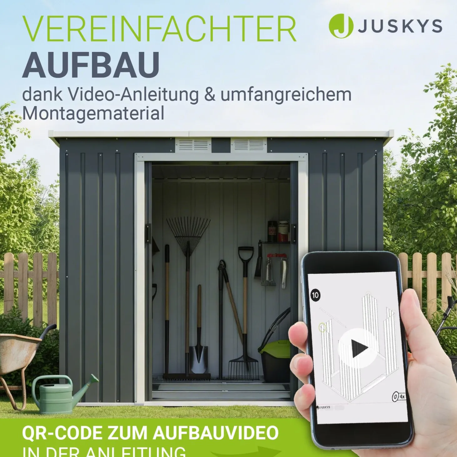 Gerätehaus Metall Geräteschuppen aus Metall mit Fundamentrahmen