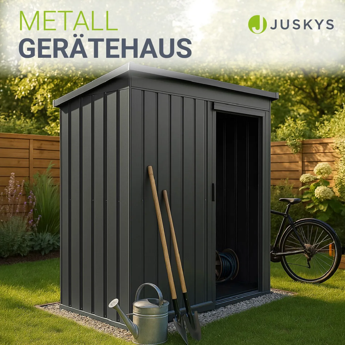 Gerätehaus Metall Geräteschuppen aus Metall mit Fundamentrahmen