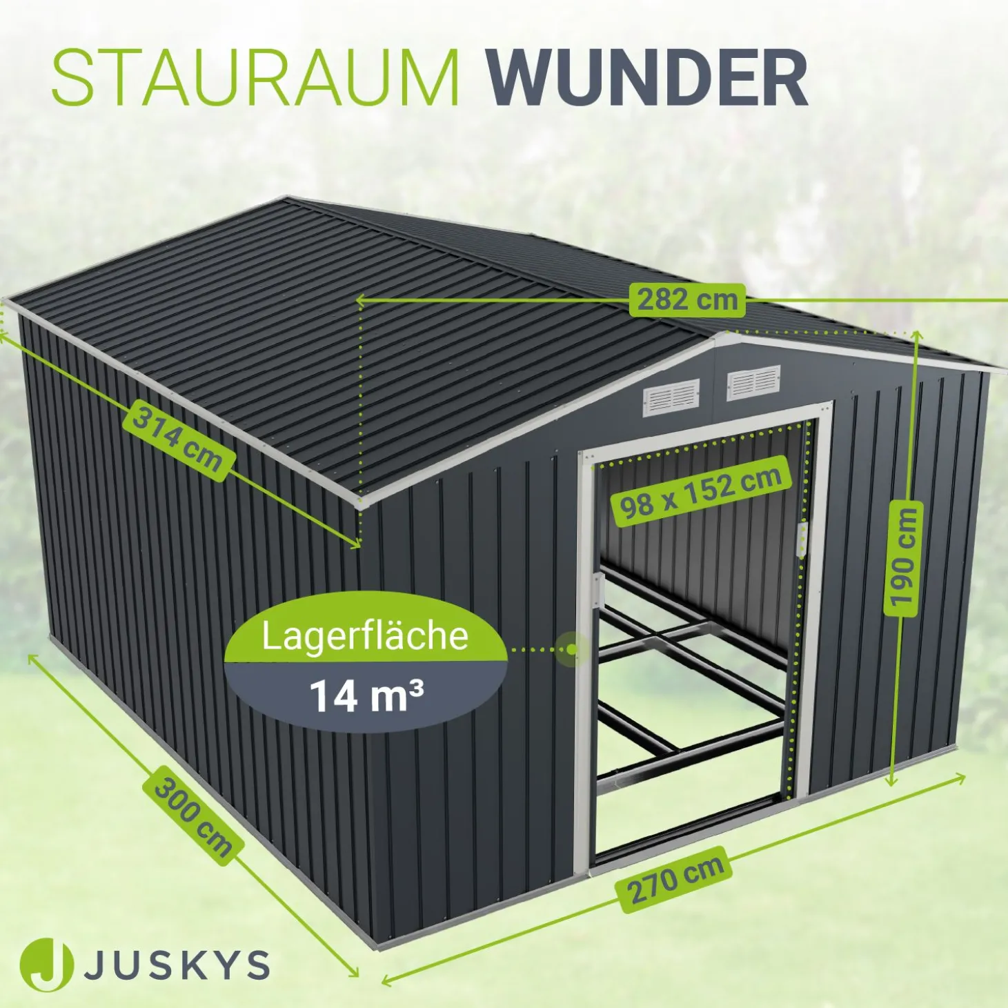 Gerätehaus Metall Geräteschuppen aus Metall mit Fundamentrahmen