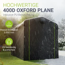 Gerätezelt für wetterfesten Schutz Zeltgarage für Fahrrad, Motorrad & Gartengeräte